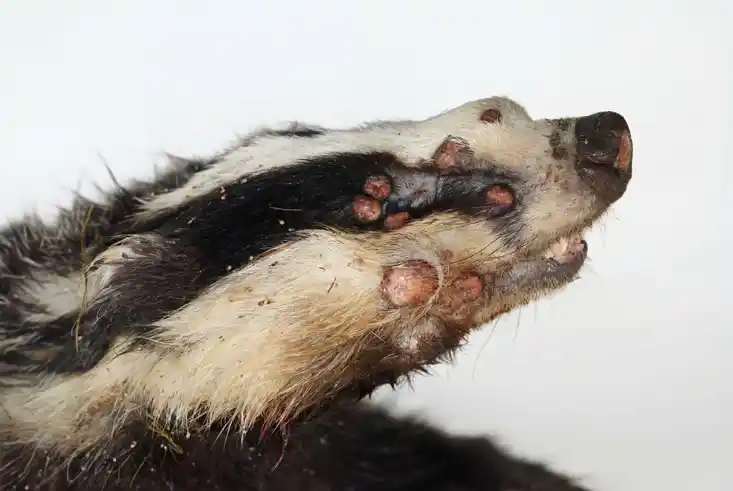 Histoplasmose beim Dachs am Kopf